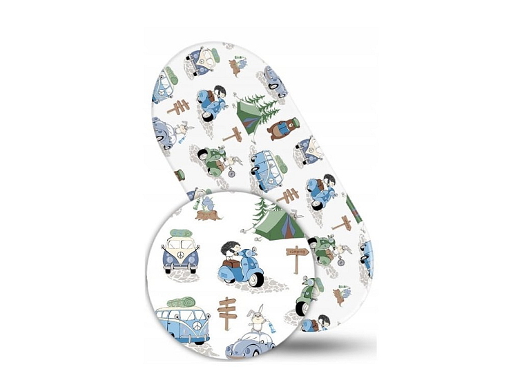 Prostěradlo do kočárku bavlněné na gumu 80x38 cm - Zvířatka v kempu