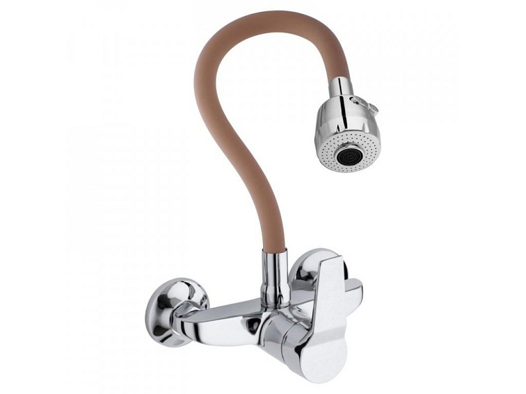 Dřezová baterie s elastickým ramenem FRAN hnědá/chromová