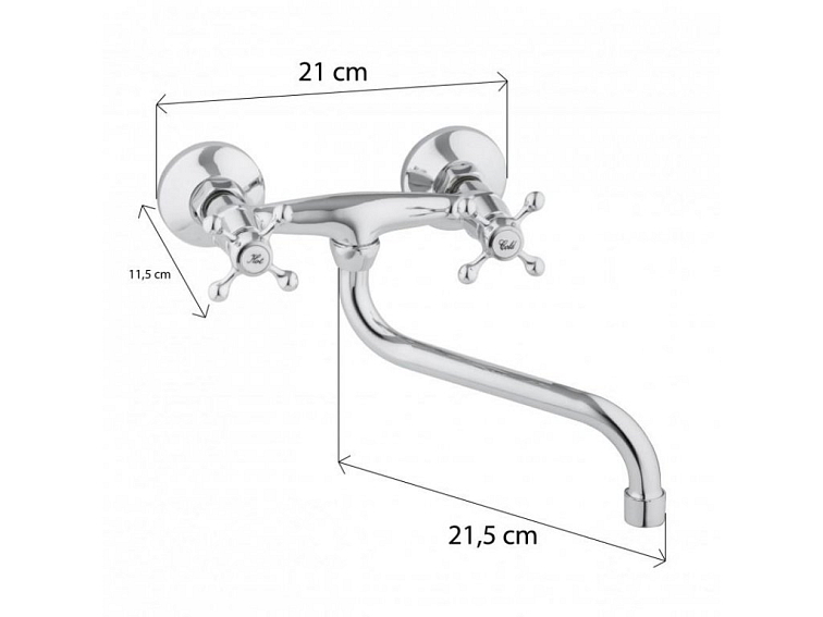 Dřezová baterie nástěnná NAVARO chromová