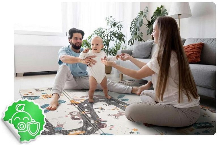 Pěnová skládací oboustranná podložka 200x150 cm ulice+čísla