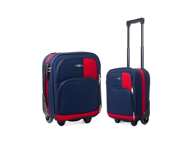 Kabinový cestovní Kufr COMO 40x30x20 - Tmavě Modrý-Červený