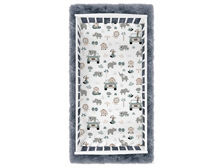 Prostěradlo do postýlky bavlněné na gumu 160x80 cm - Safari