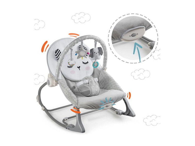 Vibrující lehátko - kojenecké lehátko - Králíček šedý