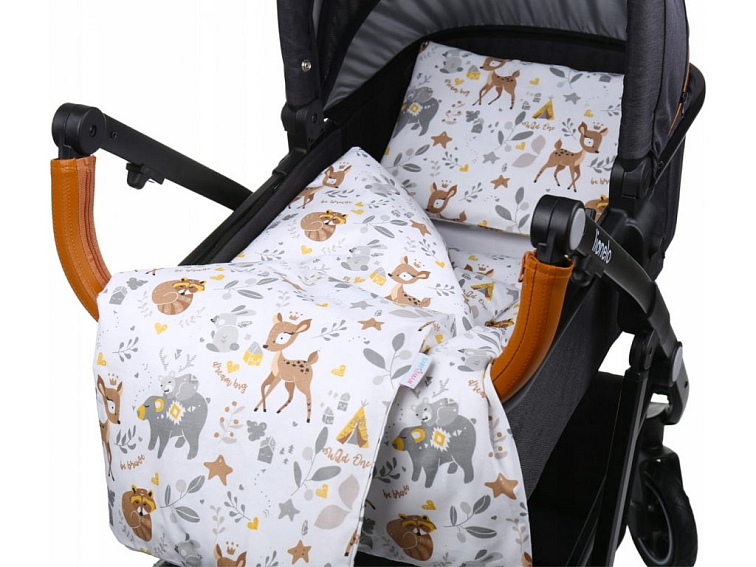 Dětské bavlněné povlečení do kočárku 80x70 cm - Srneček a přátelé