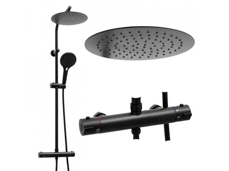 Sprchová souprava - Sprchový set SENNA s termostatickou baterií - černá