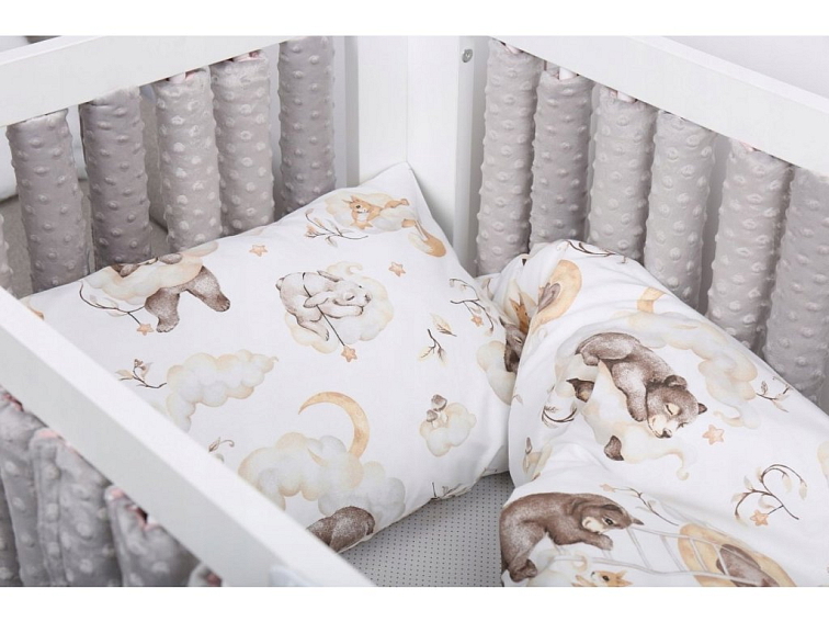 Dětské bavlněné povlečení do postýlky 120x90 cm - Spící medvídek