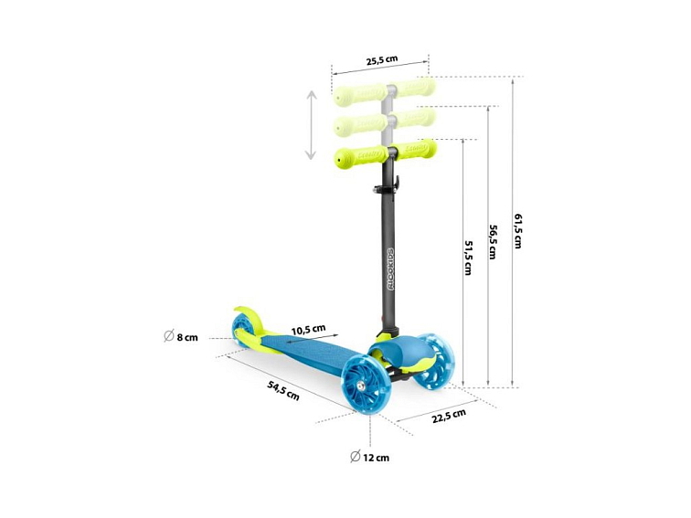 Dětská tříkolová koloběžka NAVI modrá - zelená