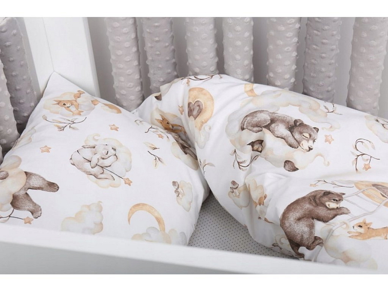 Dětské bavlněné povlečení do postýlky 135x100 cm - Spící medvídek