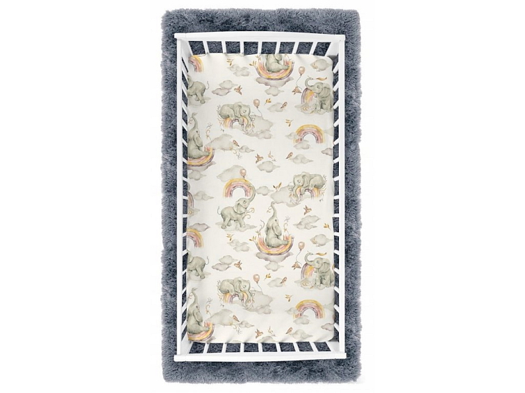 Prostěradlo do postýlky bavlněné na gumu 140x70 cm - Slůně na obláčku