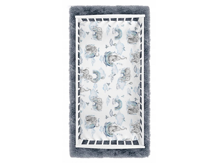 Prostěradlo do postýlky bavlněné na gumu 160x80 cm - Slůně na obláčku modré