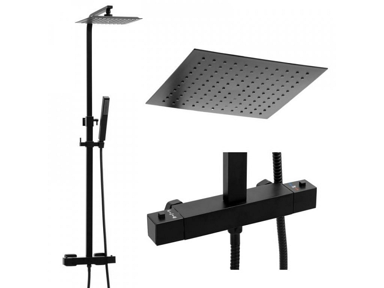Sprchová souprava - Sprchový set RETRO s termostatickou baterií - černá