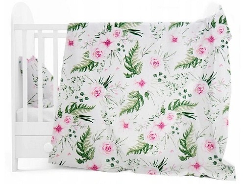 Dětské bavlněné povlečení do postýlky 120x90 cm - Květy na zahradě