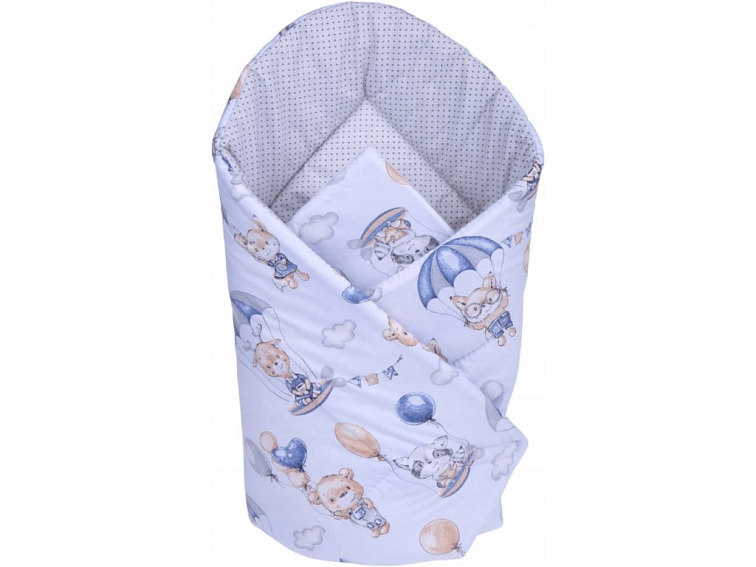 Oboustranná zavinovačka pro miminka 80x80 cm - Medvídek s balónkem