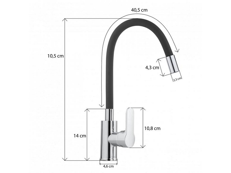 Dřezová baterie s elastickým ramenem SABA černá/chromová
