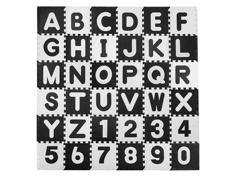 Pěnové puzzle koberec 36 ks 180x180x1,1 cm Abeceda+Čísla