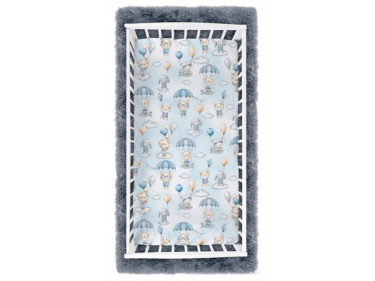 Prostěradlo do postýlky bavlněné na gumu 120x60 cm - Medvídek s balónkem