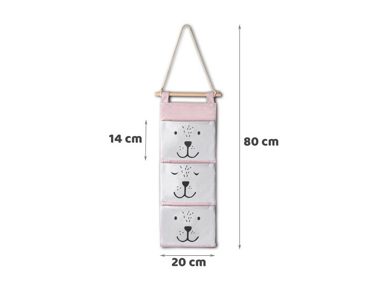 Závěsný organizér na hračky Medvídek, růžový