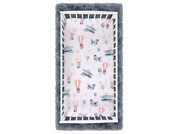 Prostěradlo do postýlky bavlněné na gumu 120x60 cm - Let balonem
