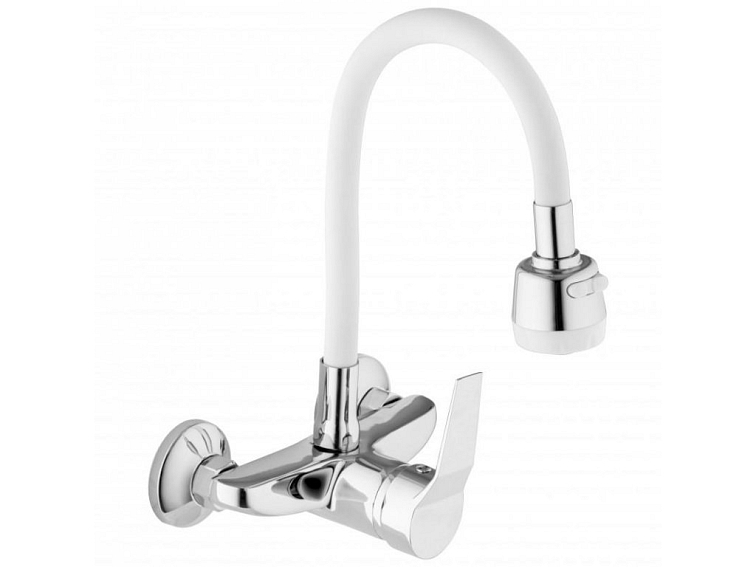 Dřezová baterie s elastickým ramenem FRAN bílá/chromová