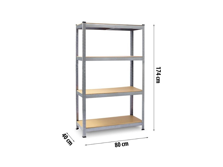 Kovový regál stříbrný 174x80x40 cm