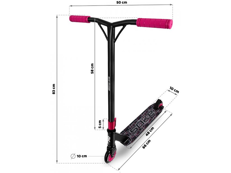 Freestylová koloběžka HORIZON, hot pink