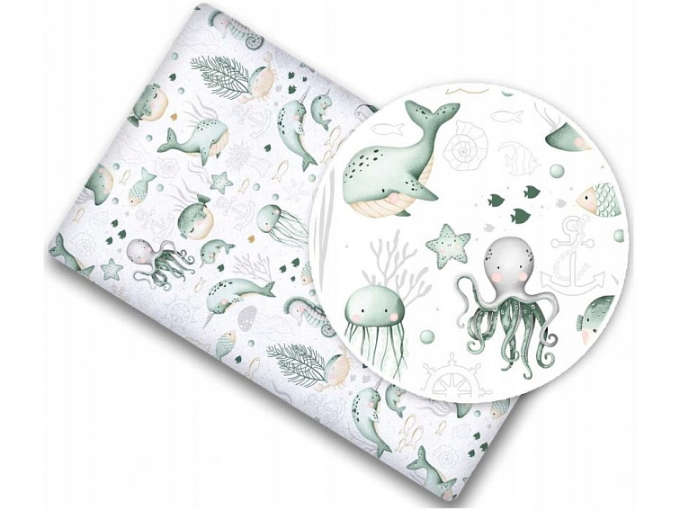 Prostěradlo do postýlky bavlněné na gumu 160x80 cm - Mořský svět