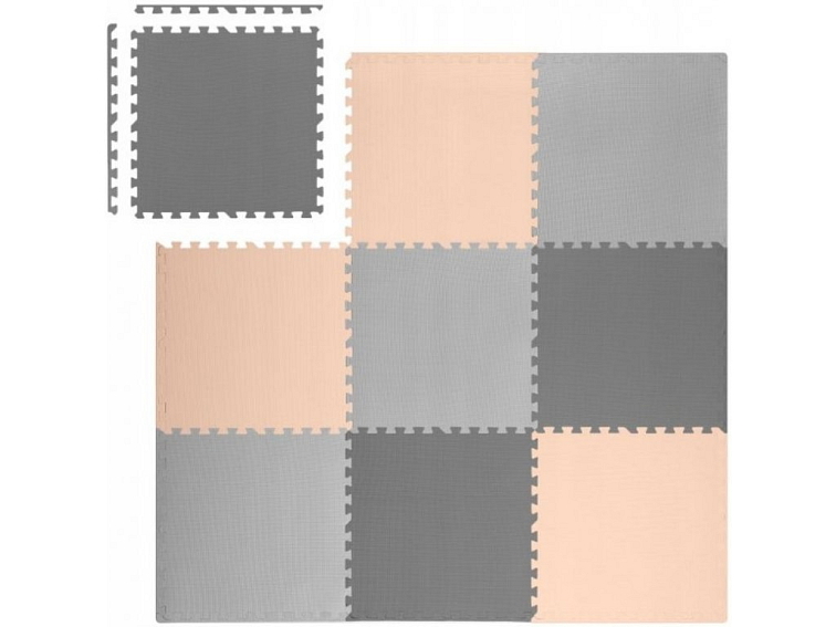 Pěnové puzzle koberec 9 ks 180x180x1 cm šedo-grafitovo-lososový