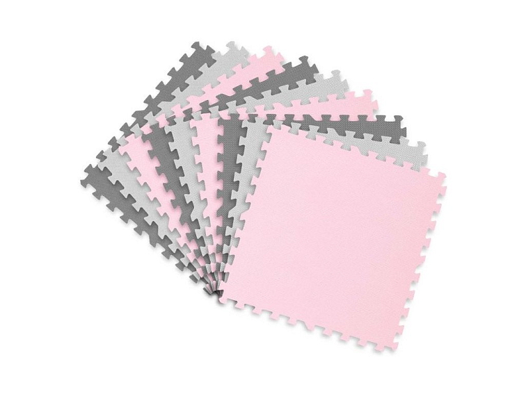 Pěnové puzzle koberec 9 ks 180x180x1 cm šedo-grafitovo-růžový
