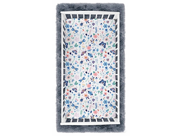 Prostěradlo do postýlky bavlněné na gumu 160x80 cm - Motýli