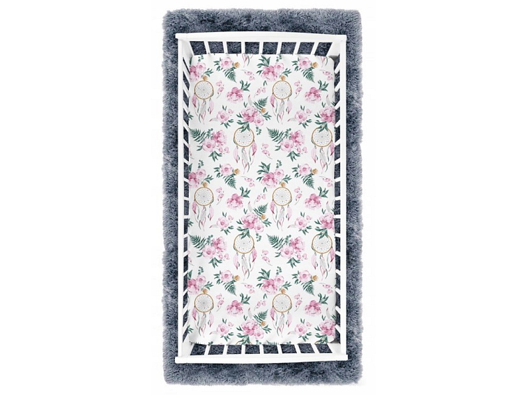 Prostěradlo do postýlky bavlněné na gumu 160x80 cm - Lapače snů