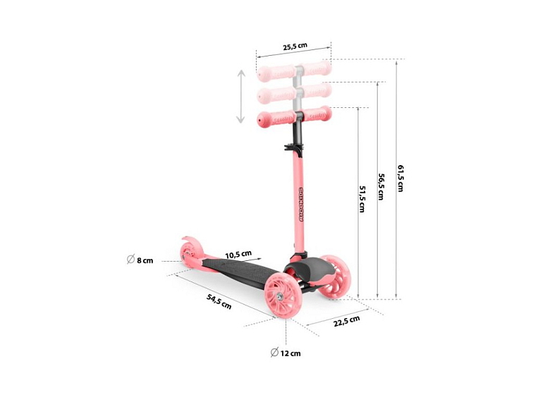 Dětská tříkolová koloběžka NAVI růžová