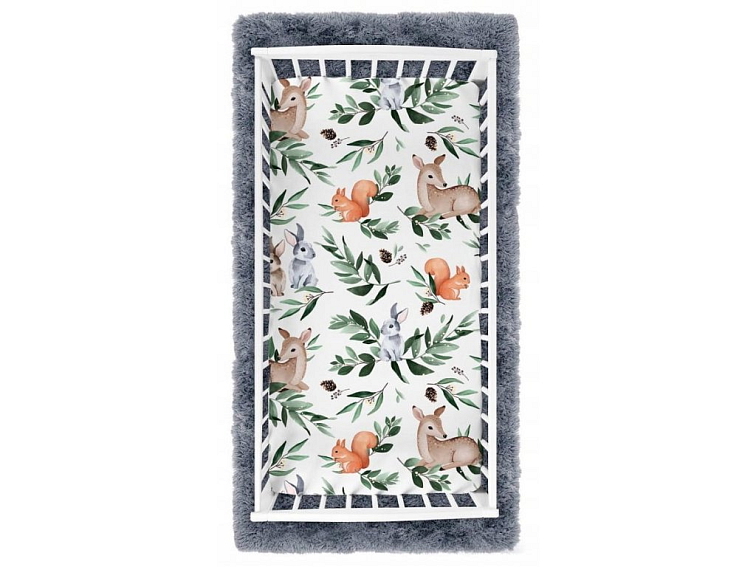 Prostěradlo do postýlky bavlněné na gumu 120x60 cm - Zelená paseka