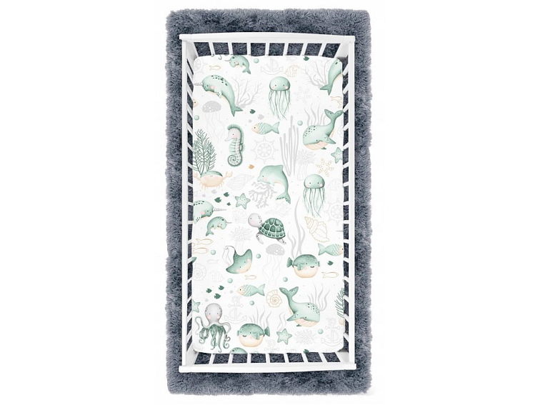 Prostěradlo do postýlky bavlněné na gumu 160x80 cm - Mořský svět