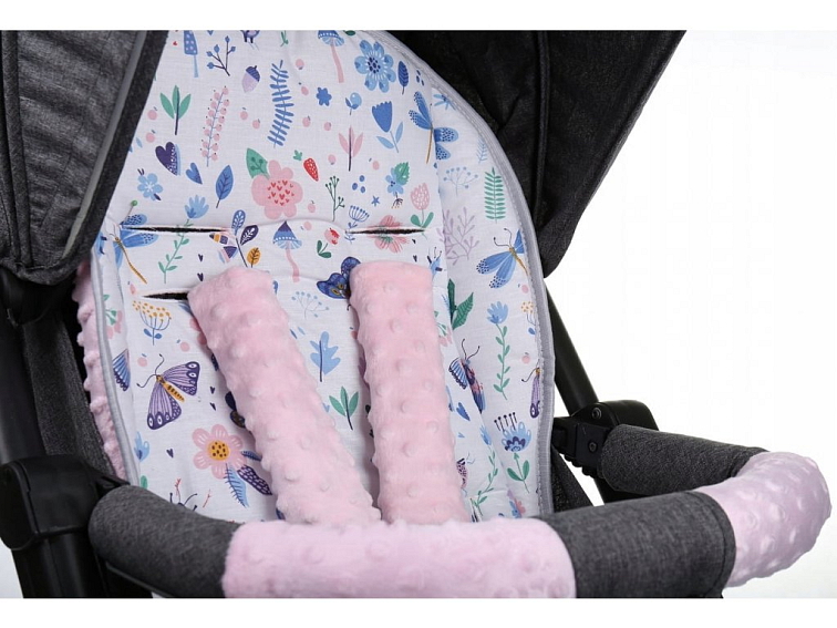 Oboustranná vložka do kočárku, autosedačky 80x40 cm - Motýli