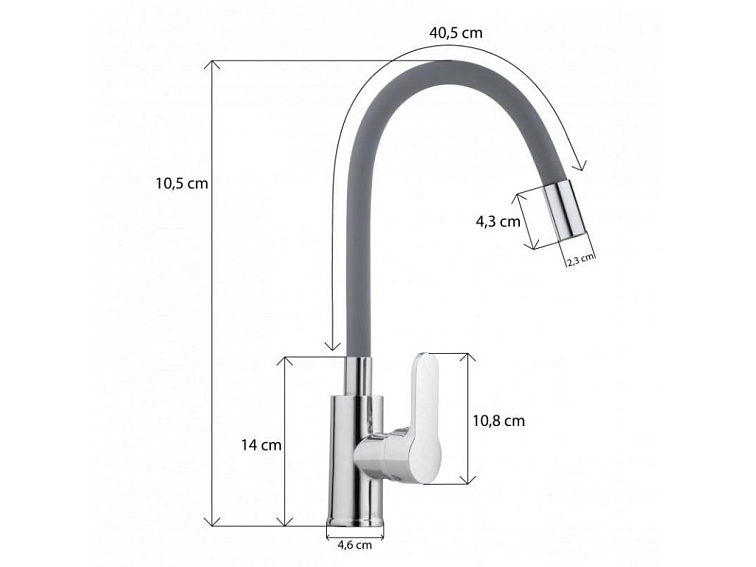 Dřezová baterie s elastickým ramenem SABA šedá/chromová