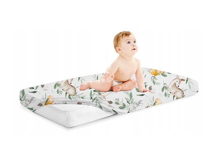 Prostěradlo do kočárku bavlněné na gumu 90x40 cm - Zelená paseka