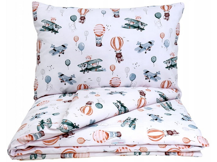 Dětské bavlněné povlečení do postýlky 135x100 cm - Let balonem
