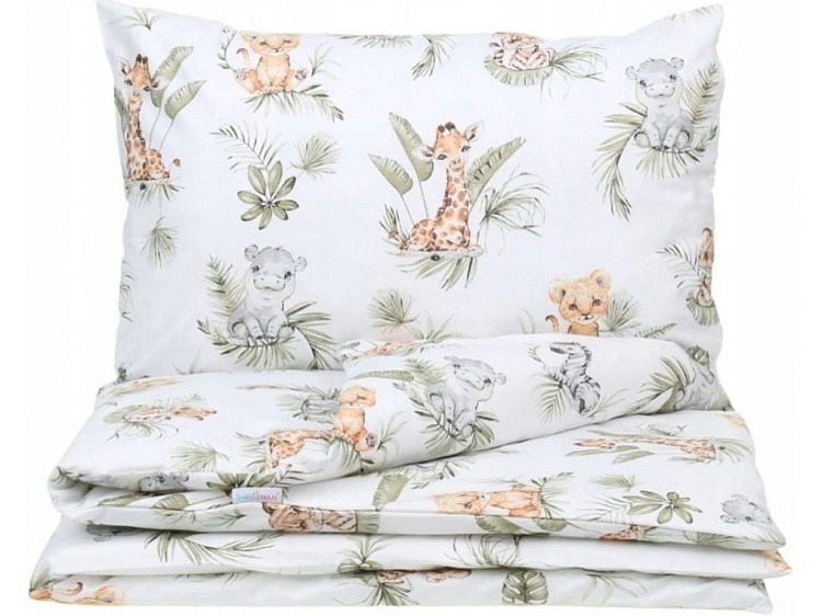 Dětské bavlněné povlečení do postýlky 120x90 cm - Žirafa a přátelé