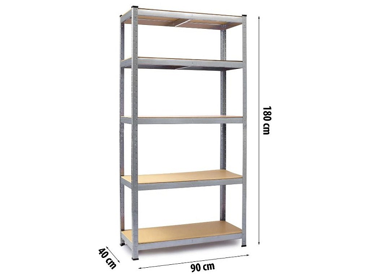 Kovový regál stříbrný 180x90x40 cm