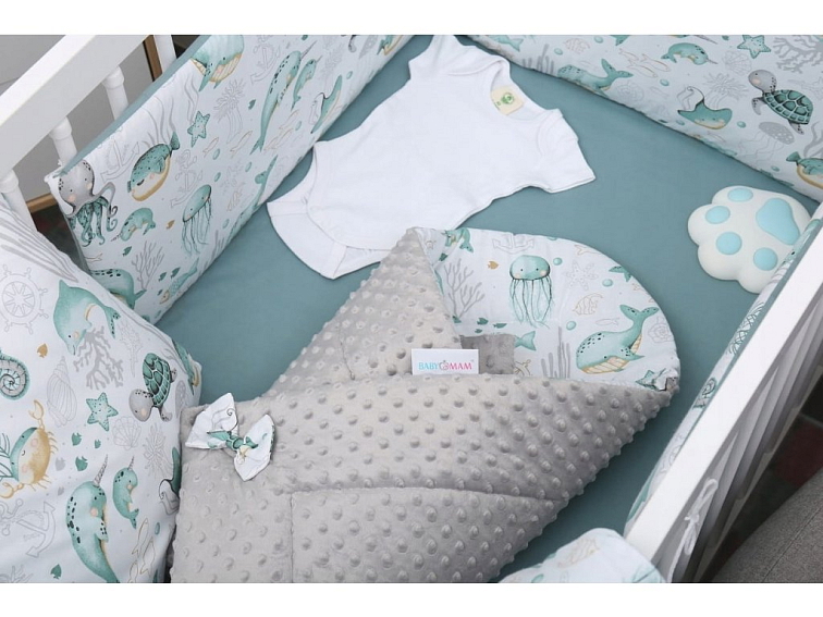 Oboustranná zavinovačka pro miminka MINKY 80x80 cm - Mořský svět
