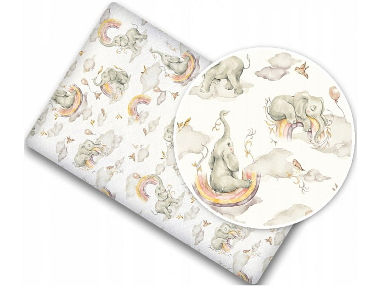 Prostěradlo do postýlky bavlněné na gumu 160x80 cm - Slůně na obláčku