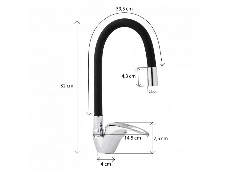 Dřezová baterie s elastickým ramenem VELA černá/chromová