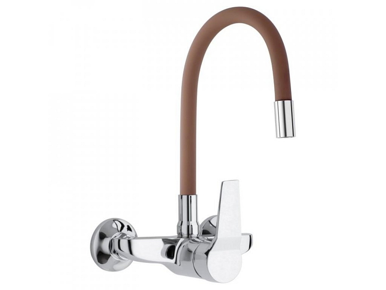 Dřezová baterie s elastickým ramenem AYRO hnědá/chromová