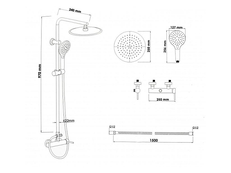 Sprchová souprava - Sprchový set DESA - černá