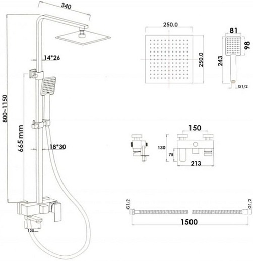 Sprchová souprava - Sprchový set MONTE - chromová