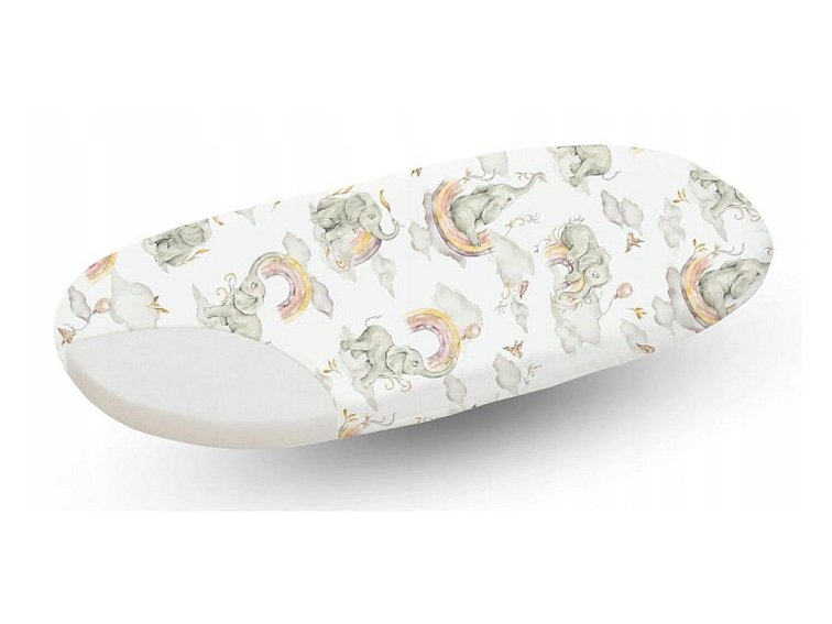 Prostěradlo do kočárku bavlněné na gumu 80x38 cm - Slůně na obláčku