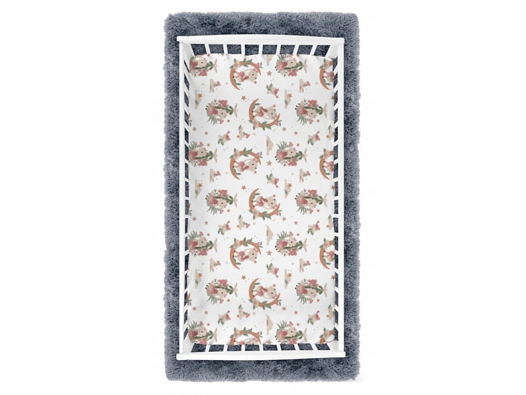 Prostěradlo do postýlky bavlněné na gumu 160x80 cm - Roztomilý králíček