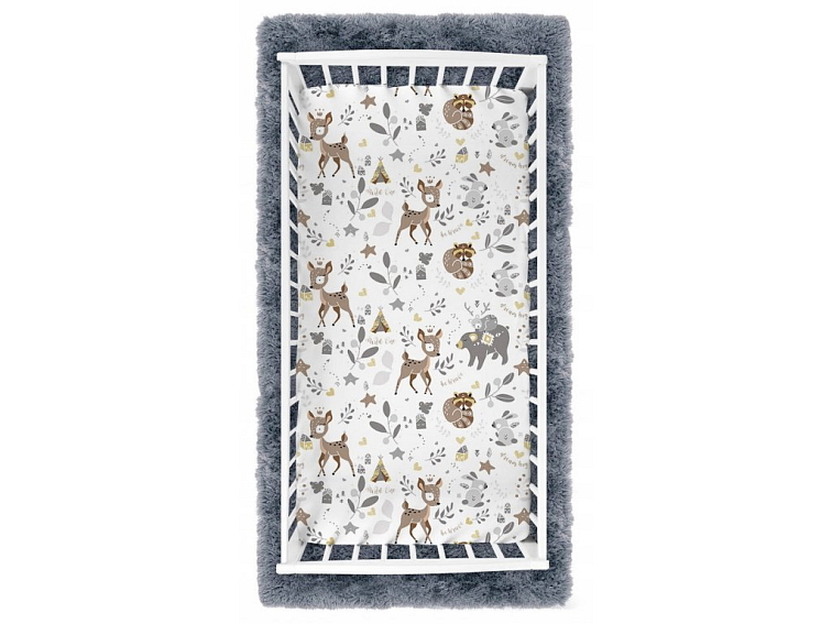 Prostěradlo do postýlky bavlněné na gumu 120x60 cm - Srneček a přátelé
