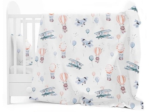 Dětské bavlněné povlečení do postýlky 120x90 cm - Let balonem