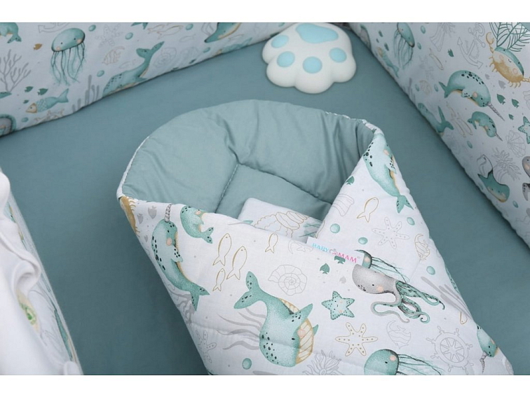 Oboustranná zavinovačka pro miminka 80x80 cm - Mořský svět